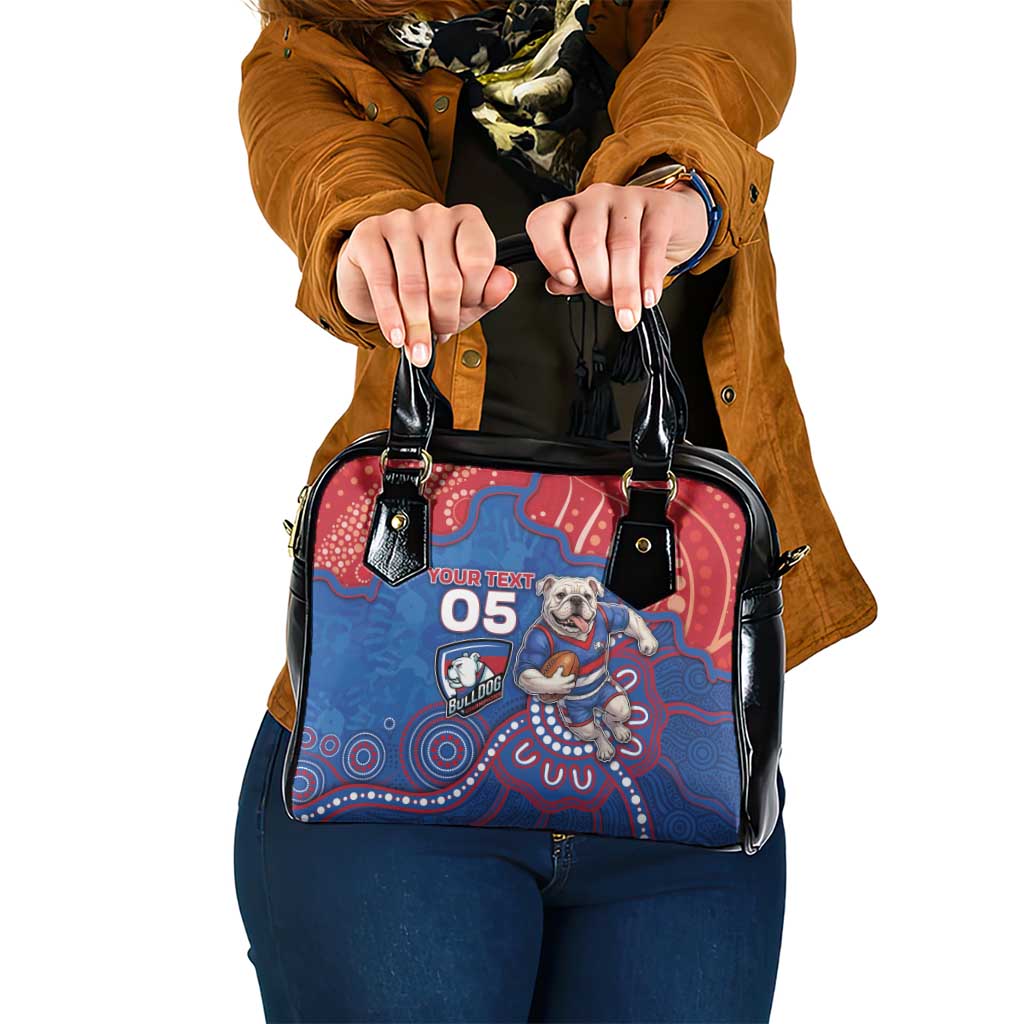 Custom Bulldogs Football Shoulder Handbag Aboriginal Dot Art Pattern