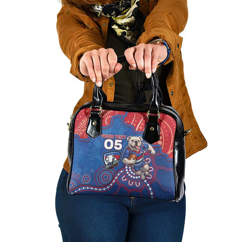 Custom Bulldogs Football Shoulder Handbag Aboriginal Dot Art Pattern