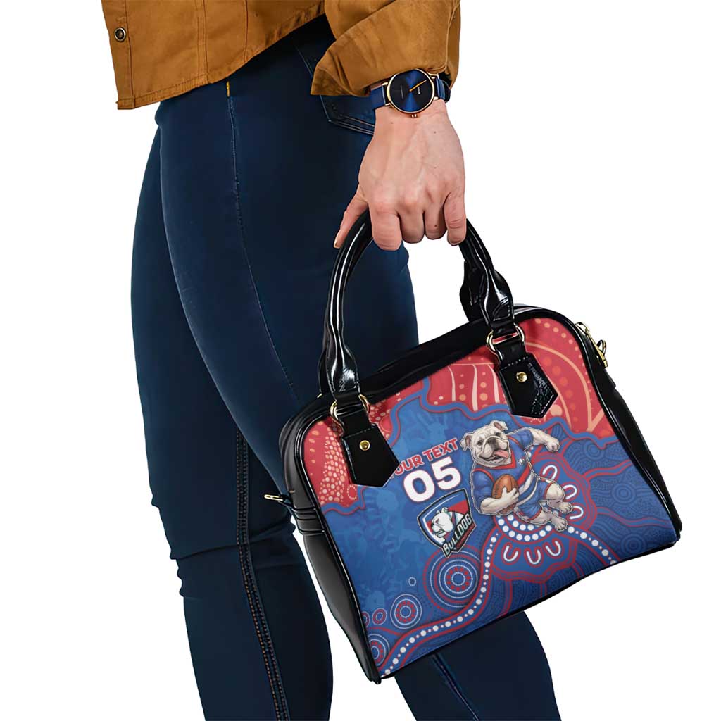 Custom Bulldogs Football Shoulder Handbag Aboriginal Dot Art Pattern