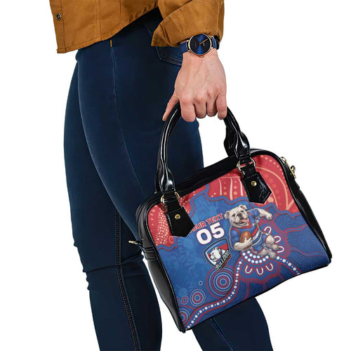 Custom Bulldogs Football Shoulder Handbag Aboriginal Dot Art Pattern
