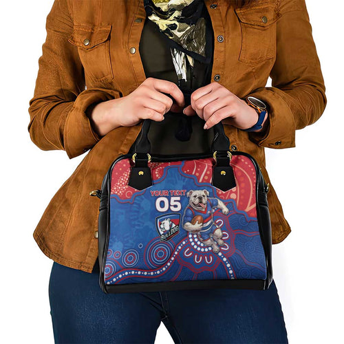 Custom Bulldogs Football Shoulder Handbag Aboriginal Dot Art Pattern