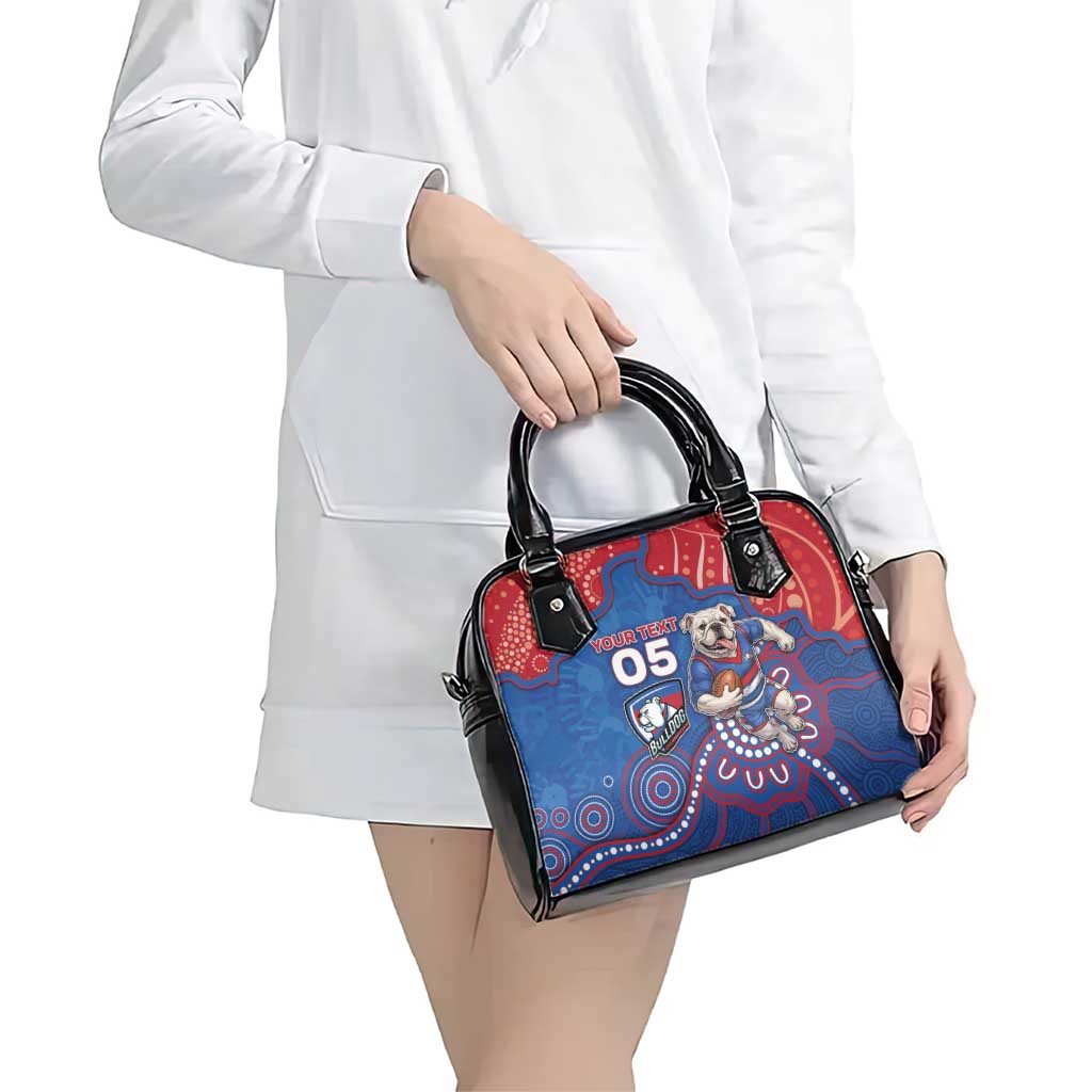 Custom Bulldogs Football Shoulder Handbag Aboriginal Dot Art Pattern