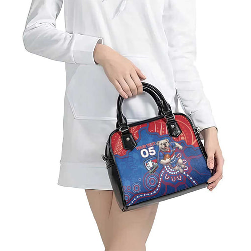 Custom Bulldogs Football Shoulder Handbag Aboriginal Dot Art Pattern