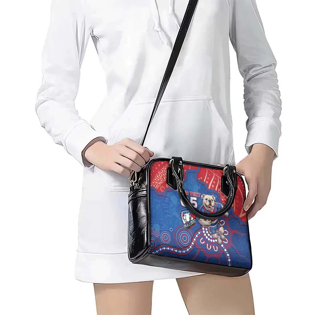 Custom Bulldogs Football Shoulder Handbag Aboriginal Dot Art Pattern