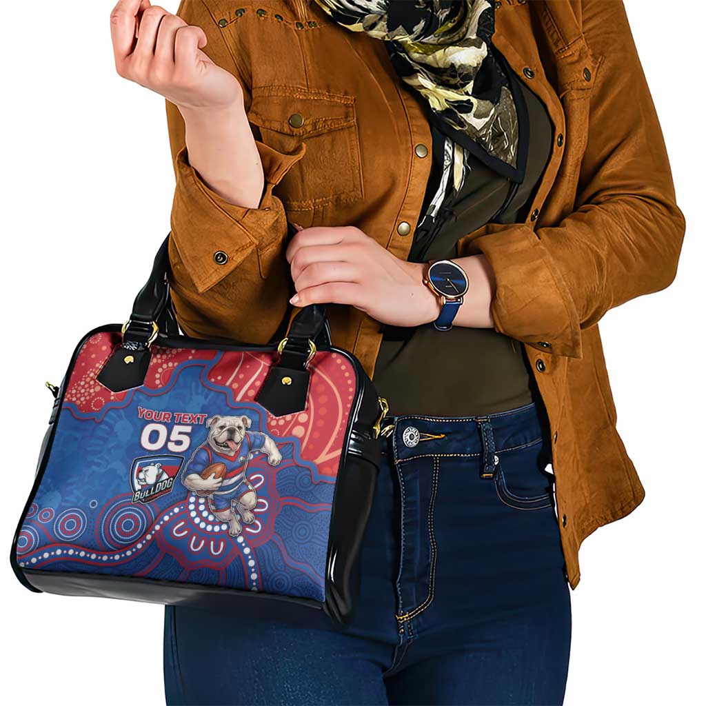 Custom Bulldogs Football Shoulder Handbag Aboriginal Dot Art Pattern