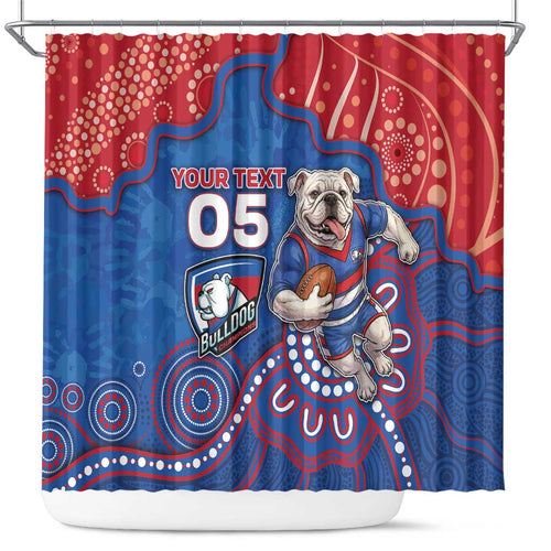Custom Bulldogs Football Shower Curtain Aboriginal Dot Art Pattern