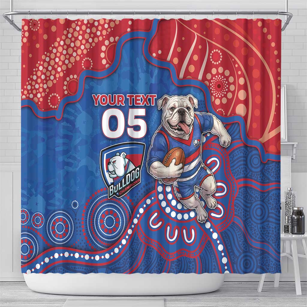 Custom Bulldogs Football Shower Curtain Aboriginal Dot Art Pattern