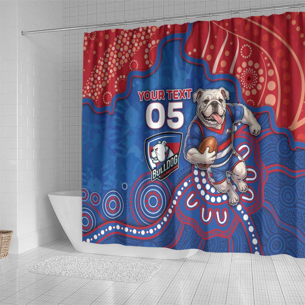 Custom Bulldogs Football Shower Curtain Aboriginal Dot Art Pattern