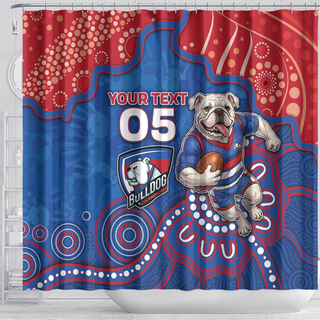 Custom Bulldogs Football Shower Curtain Aboriginal Dot Art Pattern