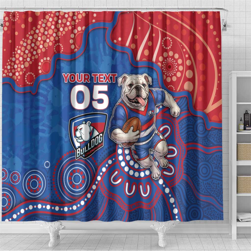 Custom Bulldogs Football Shower Curtain Aboriginal Dot Art Pattern