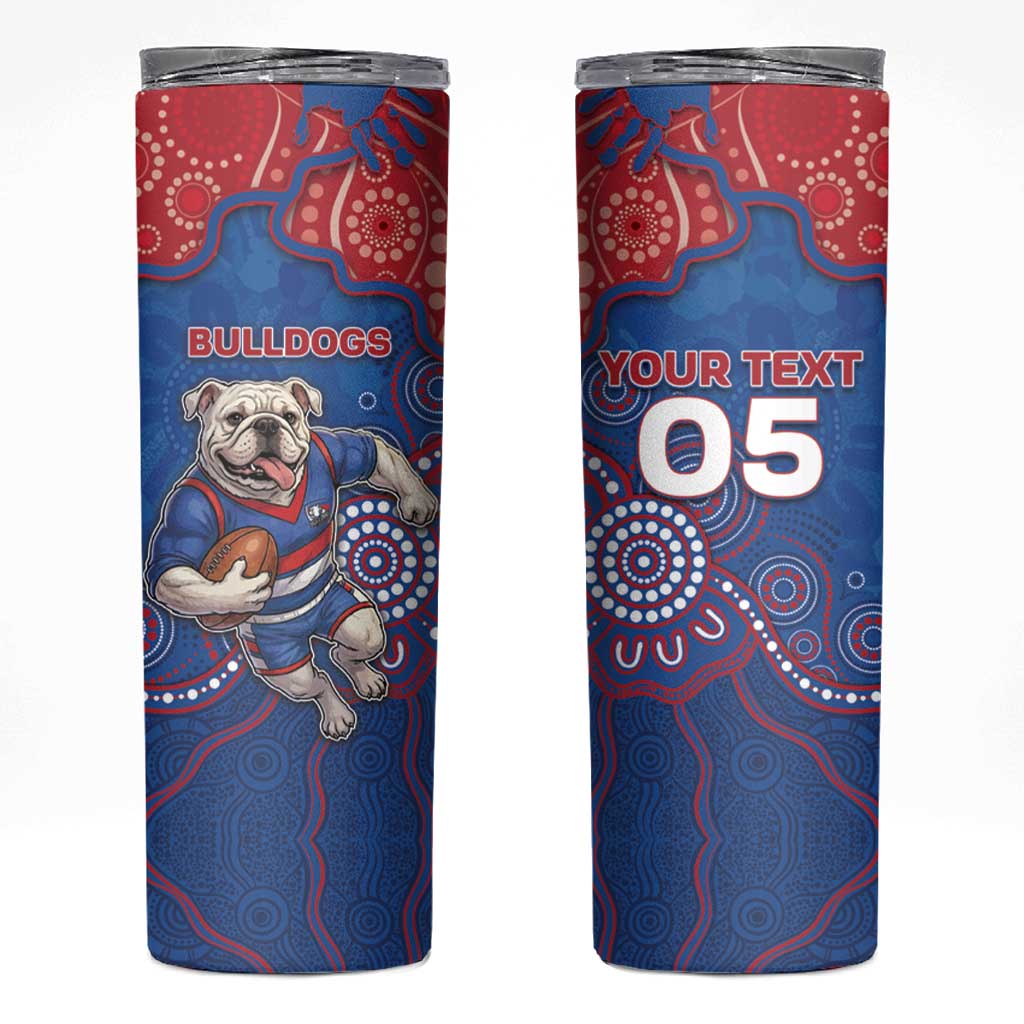 Custom Bulldogs Football Skinny Tumbler Aboriginal Dot Art Pattern