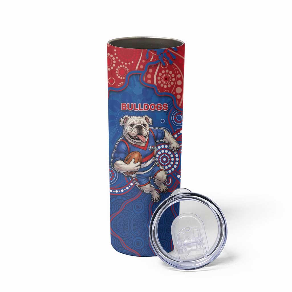 Custom Bulldogs Football Skinny Tumbler Aboriginal Dot Art Pattern