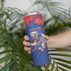 Custom Bulldogs Football Skinny Tumbler Aboriginal Dot Art Pattern