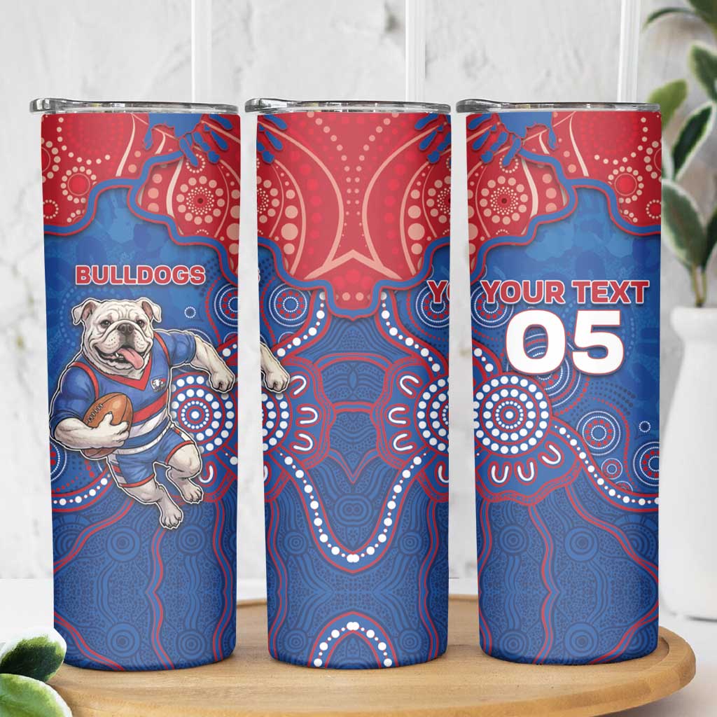 Custom Bulldogs Football Skinny Tumbler Aboriginal Dot Art Pattern