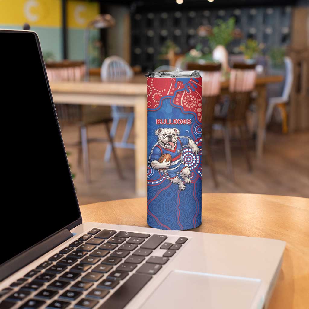 Custom Bulldogs Football Skinny Tumbler Aboriginal Dot Art Pattern