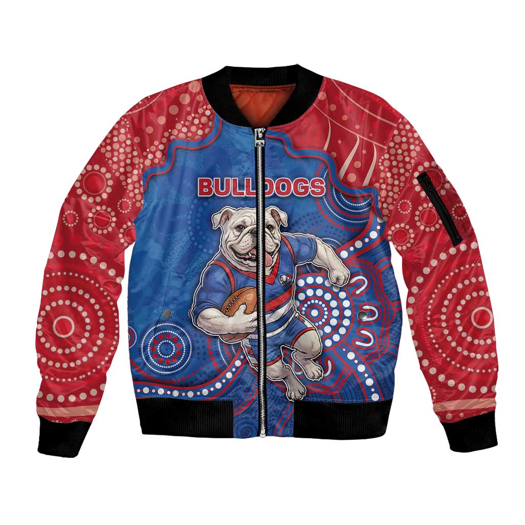 Custom Bulldogs Football Sleeve Zip Bomber Jacket Aboriginal Dot Art Pattern