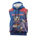 Custom Bulldogs Football Sleeveless Hoodie Aboriginal Dot Art Pattern