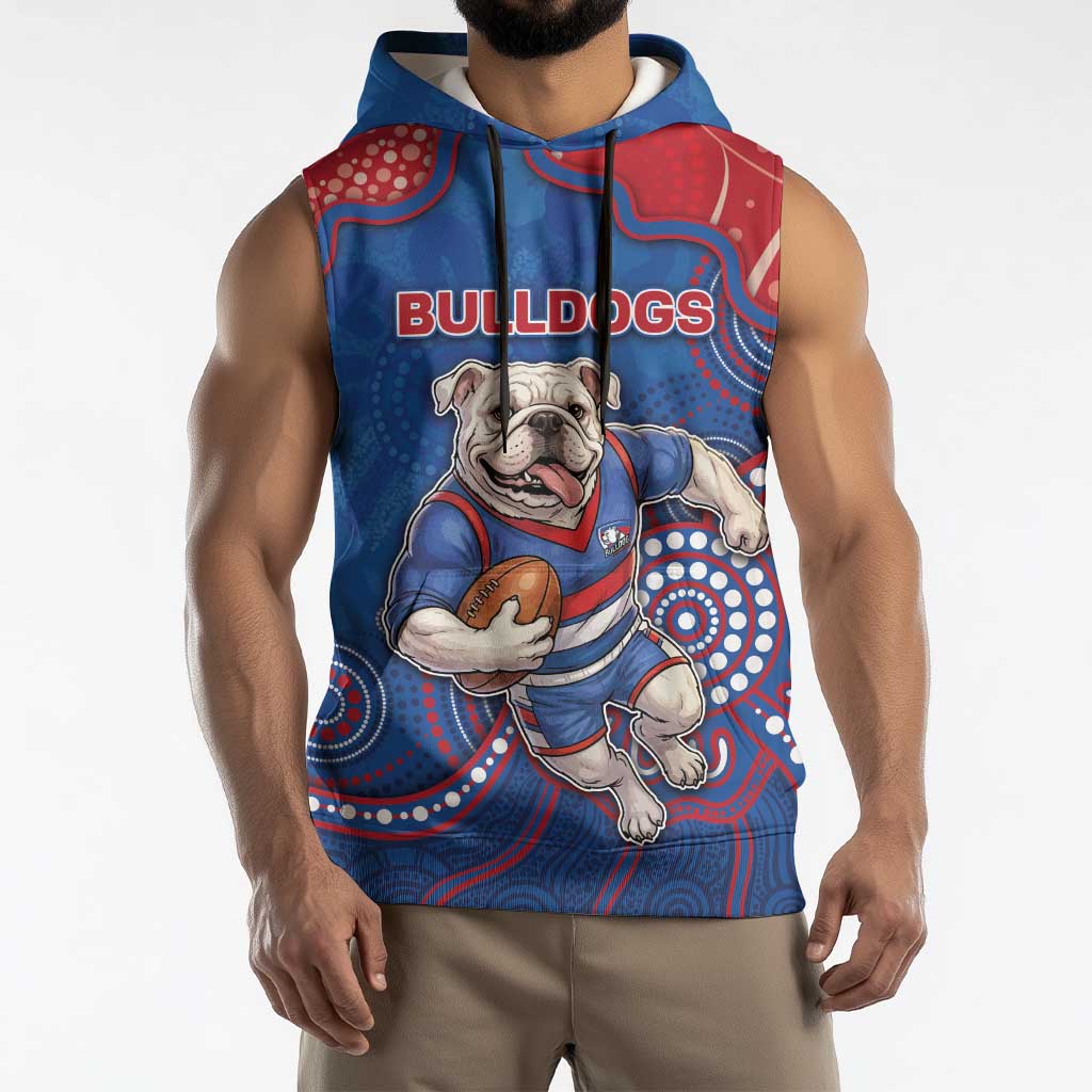 Custom Bulldogs Football Sleeveless Hoodie Aboriginal Dot Art Pattern