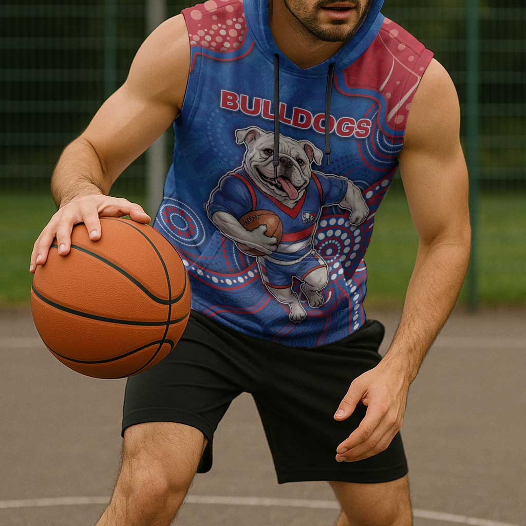 Custom Bulldogs Football Sleeveless Hoodie Aboriginal Dot Art Pattern
