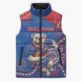Custom Bulldogs Football Sleeveless Puffer Jacket Aboriginal Dot Art Pattern