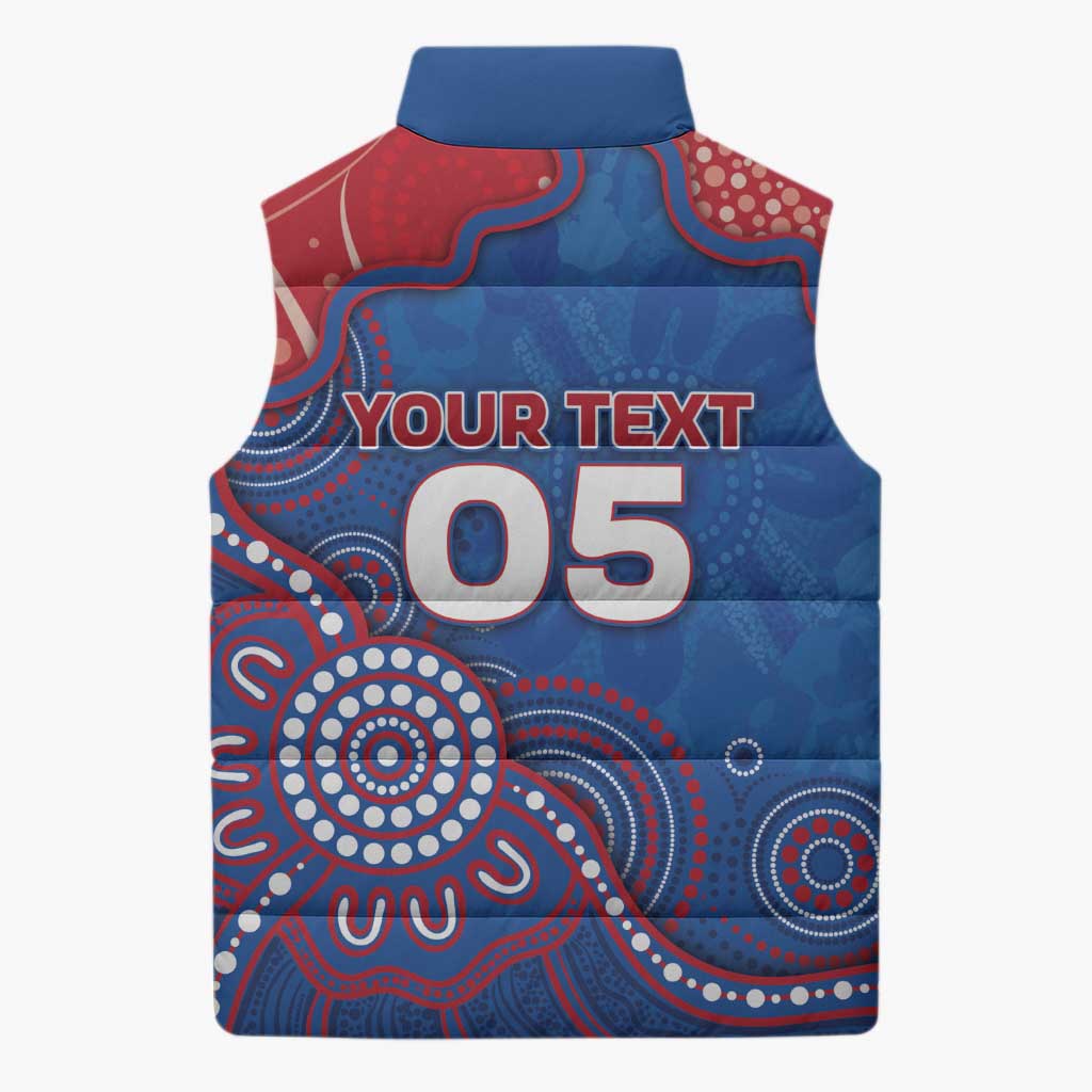 Custom Bulldogs Football Sleeveless Puffer Jacket Aboriginal Dot Art Pattern