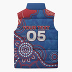 Custom Bulldogs Football Sleeveless Puffer Jacket Aboriginal Dot Art Pattern