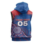Custom Bulldogs Football Sleeveless Zip Hoodie Aboriginal Dot Art Pattern
