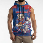 Custom Bulldogs Football Sleeveless Zip Hoodie Aboriginal Dot Art Pattern