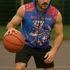 Custom Bulldogs Football Sleeveless Zip Hoodie Aboriginal Dot Art Pattern