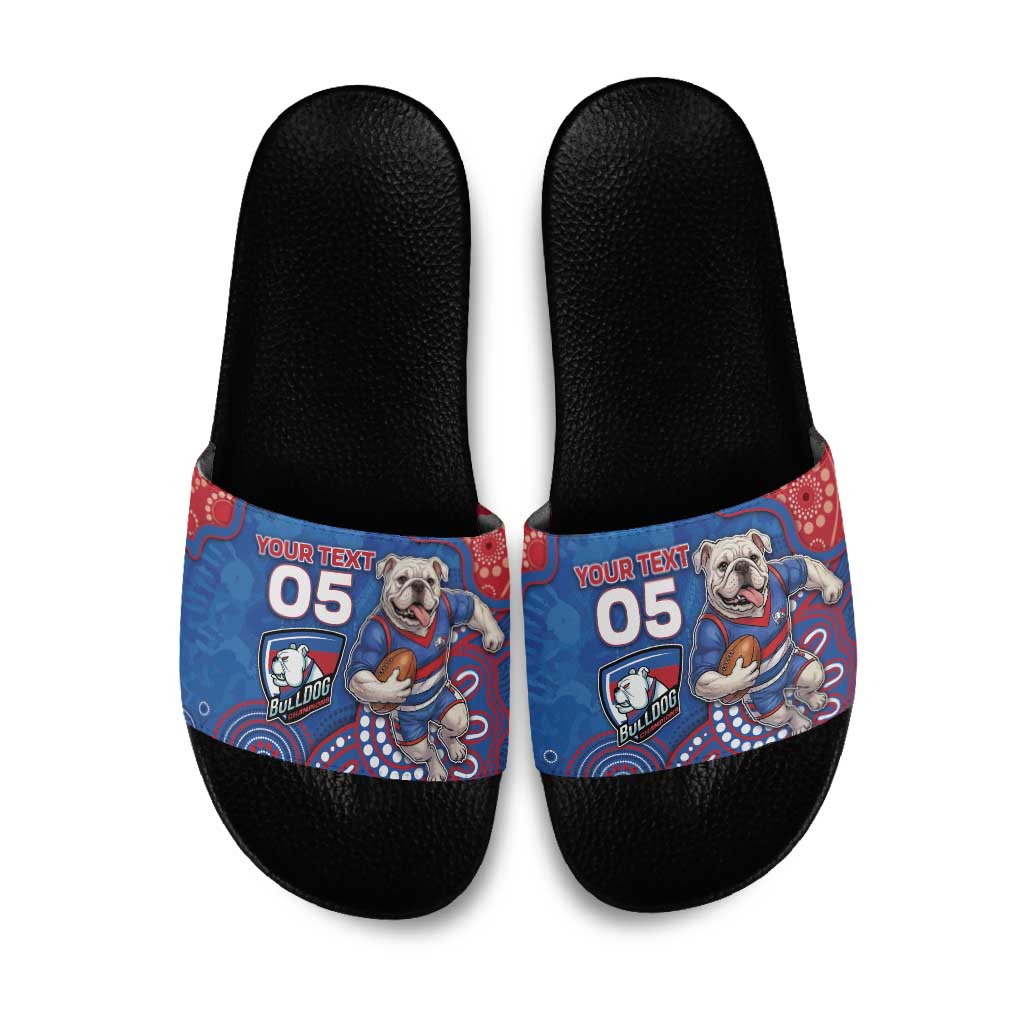 Custom Bulldogs Football Slide Sandals Aboriginal Dot Art Pattern