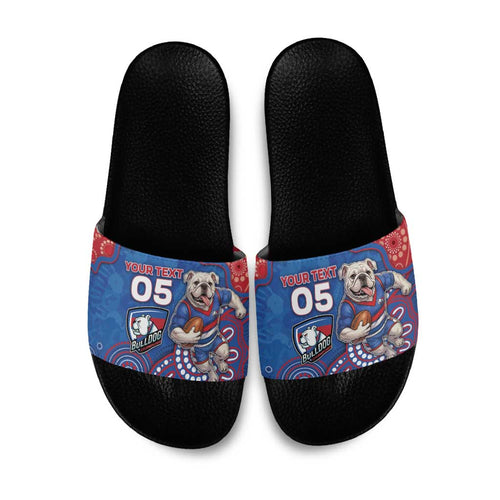Custom Bulldogs Football Slide Sandals Aboriginal Dot Art Pattern