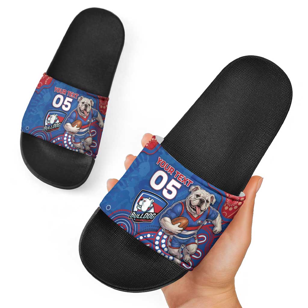 Custom Bulldogs Football Slide Sandals Aboriginal Dot Art Pattern