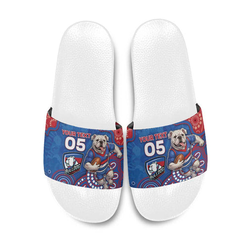 Custom Bulldogs Football Slide Sandals Aboriginal Dot Art Pattern