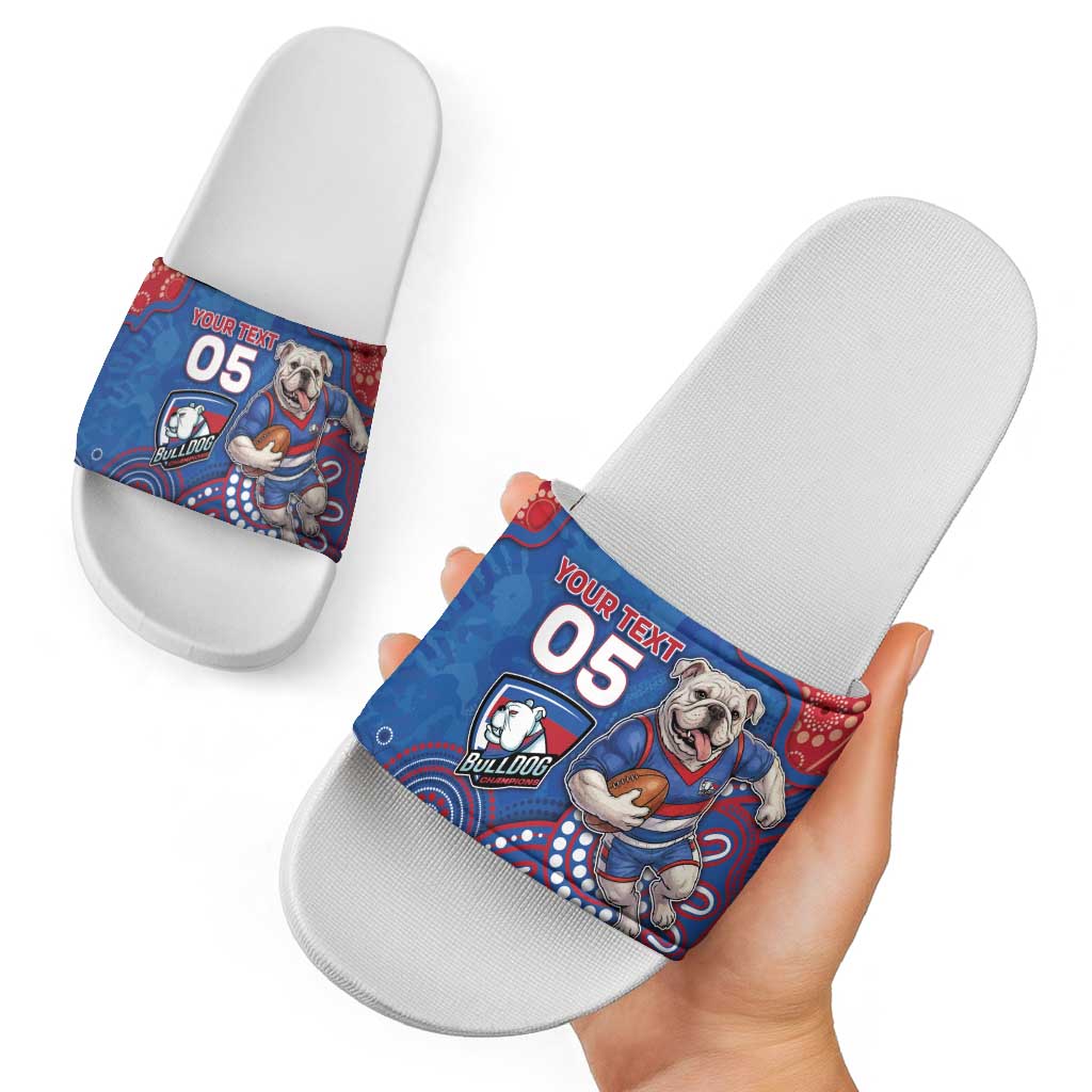 Custom Bulldogs Football Slide Sandals Aboriginal Dot Art Pattern