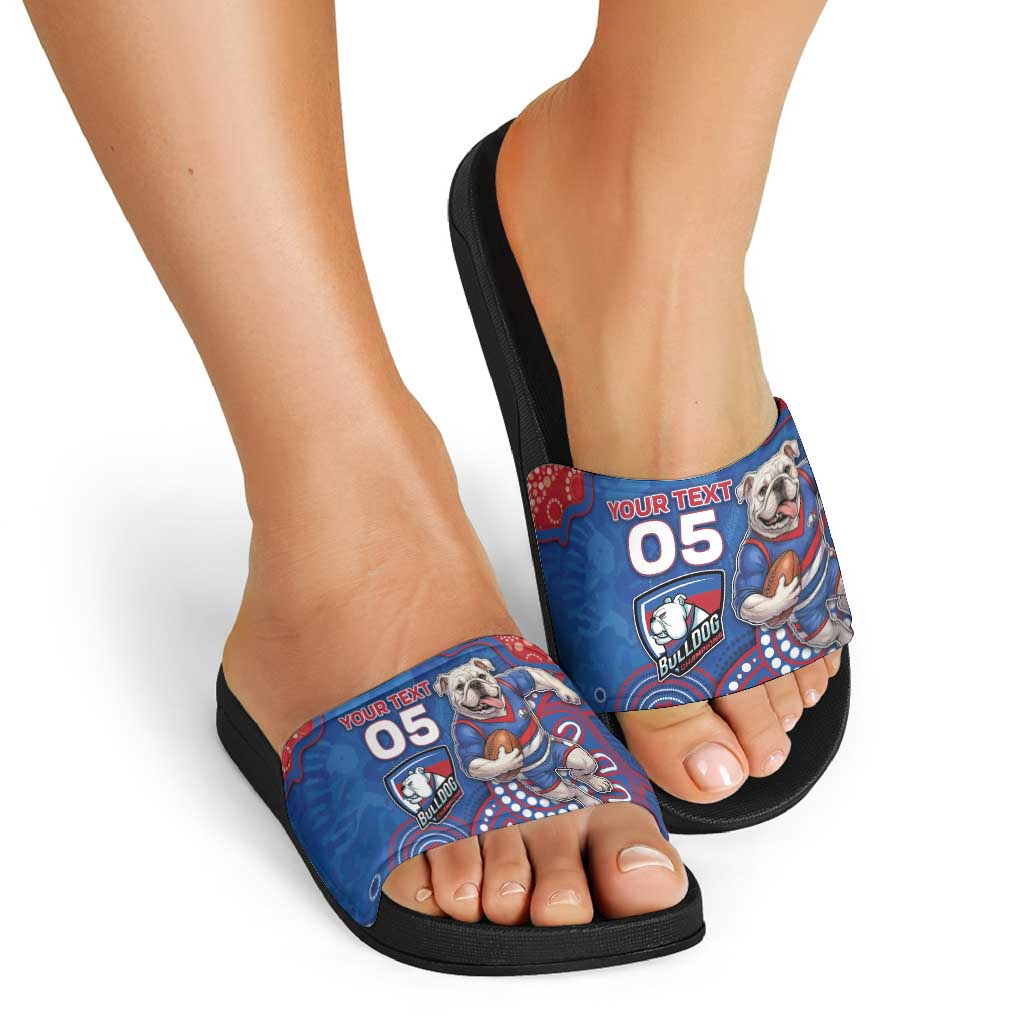 Custom Bulldogs Football Slide Sandals Aboriginal Dot Art Pattern