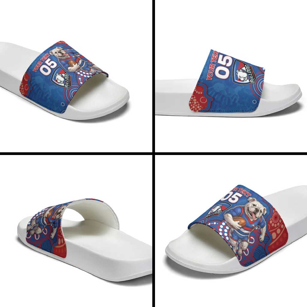 Custom Bulldogs Football Slide Sandals Aboriginal Dot Art Pattern