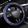 Bulldogs Football Steering Wheel Cover Aboriginal Dot Art Pattern