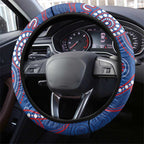 Bulldogs Football Steering Wheel Cover Aboriginal Dot Art Pattern
