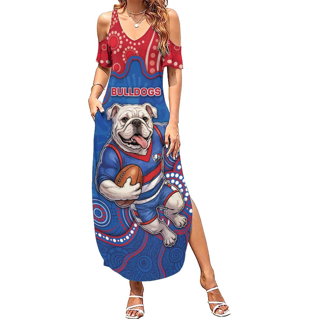 Custom Bulldogs Football Summer Maxi Dress Aboriginal Dot Art Pattern