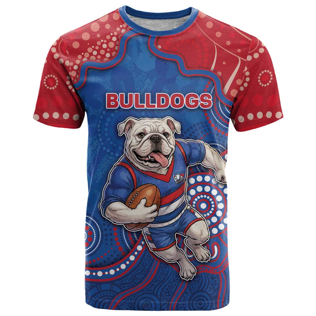 Custom Bulldogs Football T Shirt Aboriginal Dot Art Pattern
