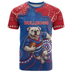 Custom Bulldogs Football T Shirt Aboriginal Dot Art Pattern