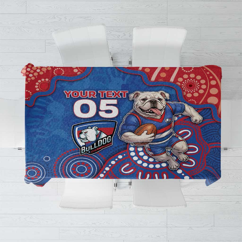 Custom Bulldogs Football Tablecloth Aboriginal Dot Art Pattern