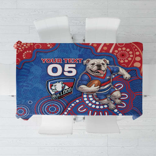 Custom Bulldogs Football Tablecloth Aboriginal Dot Art Pattern