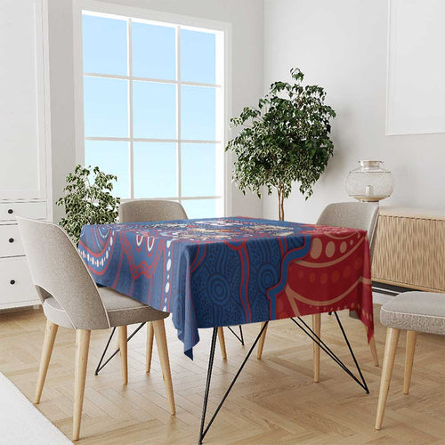 Custom Bulldogs Football Tablecloth Aboriginal Dot Art Pattern