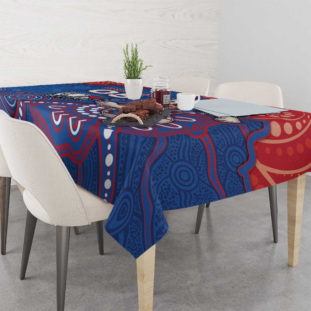 Custom Bulldogs Football Tablecloth Aboriginal Dot Art Pattern