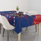 Custom Bulldogs Football Tablecloth Aboriginal Dot Art Pattern