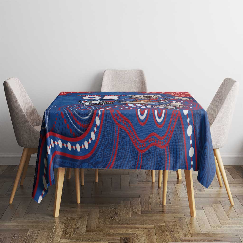 Custom Bulldogs Football Tablecloth Aboriginal Dot Art Pattern