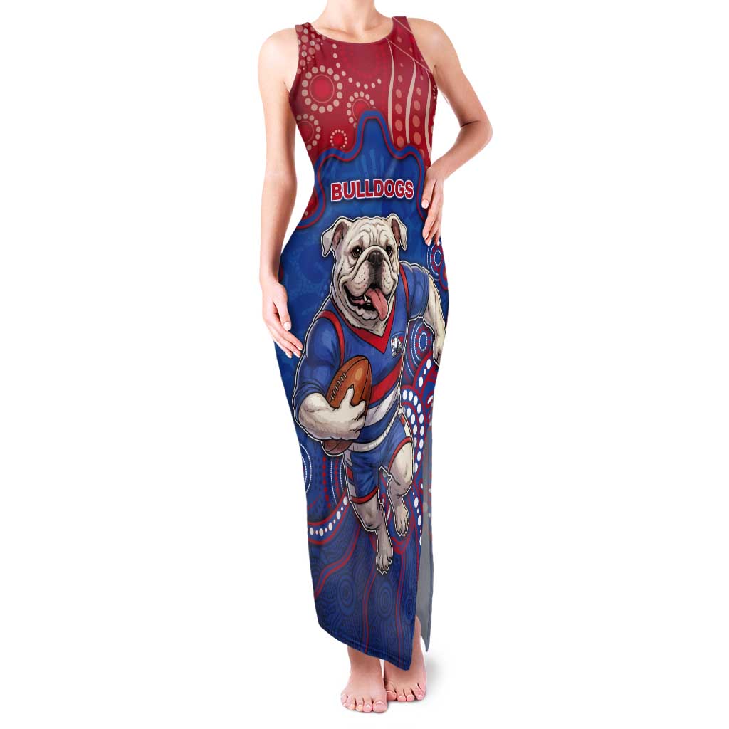 Custom Bulldogs Football Tank Maxi Dress Aboriginal Dot Art Pattern