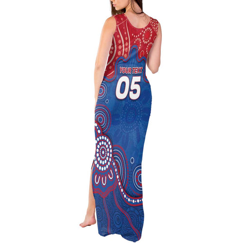 Custom Bulldogs Football Tank Maxi Dress Aboriginal Dot Art Pattern
