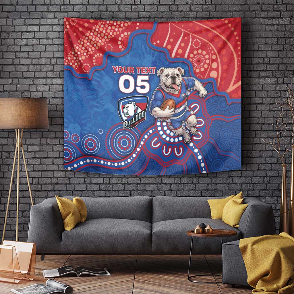 Custom Bulldogs Football Tapestry Aboriginal Dot Art Pattern